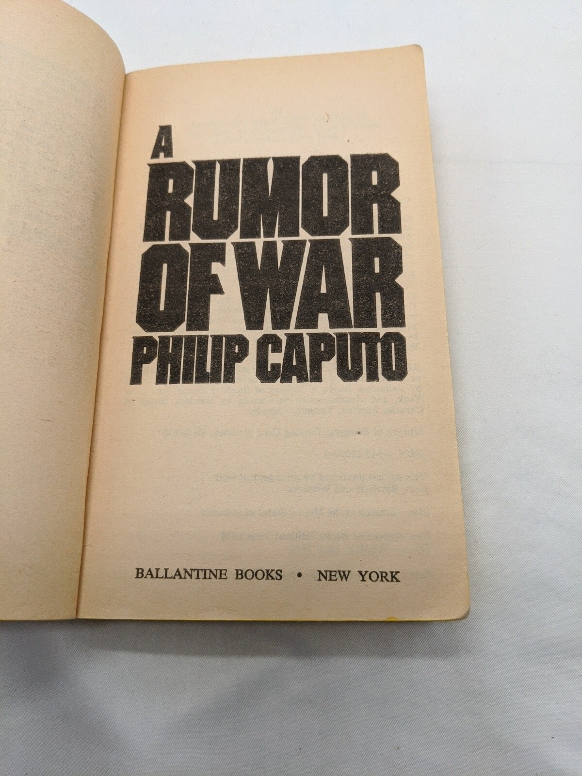 A Rumor Of War Philip Caputo Paperback Novel