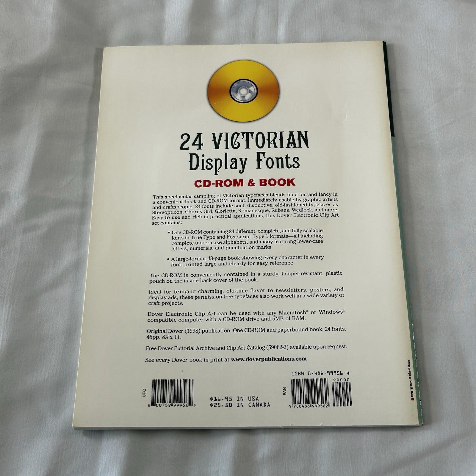 New 24 Victorian Display Fonts CD-ROM and Book Dover