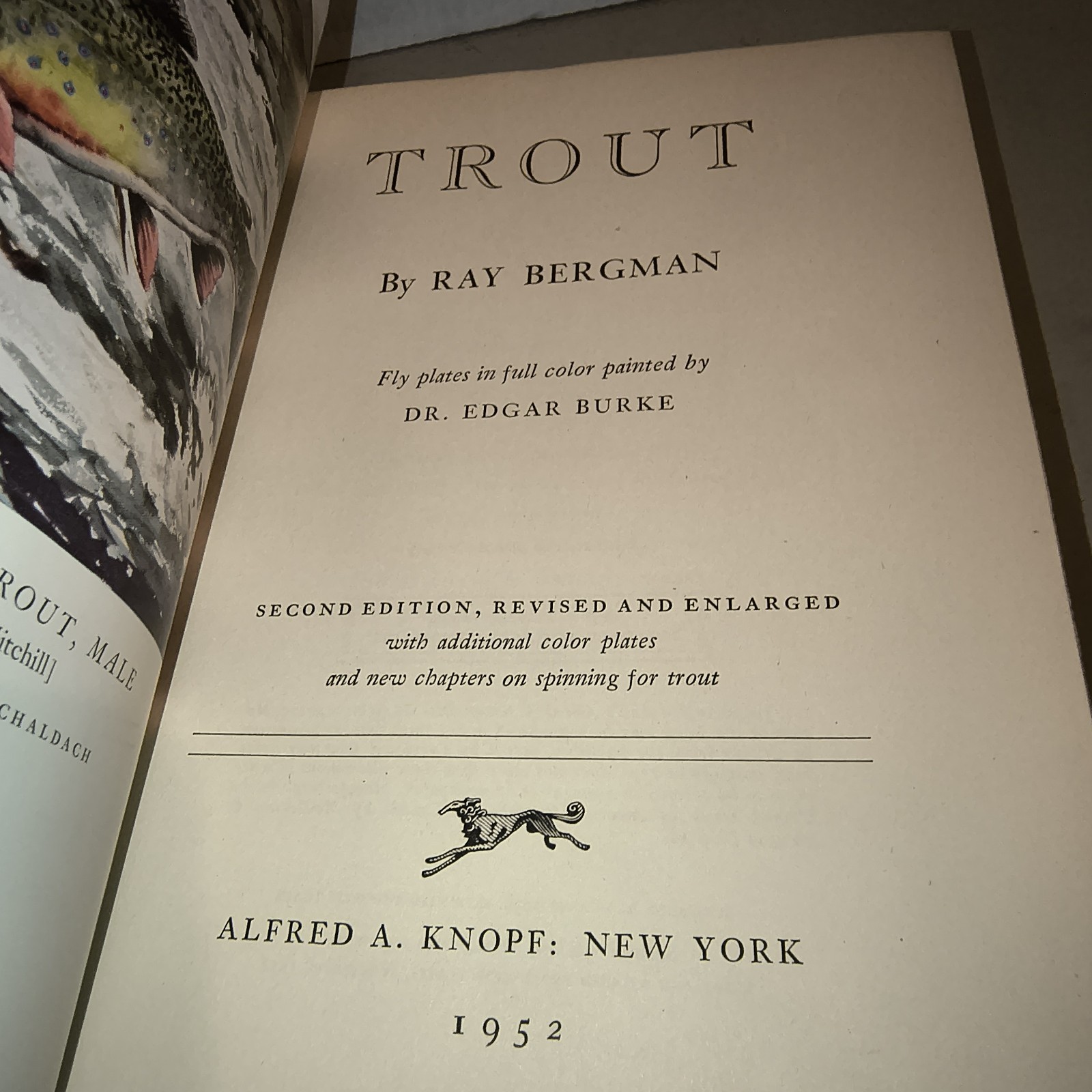 TROUT by Ray Bergman Alfred A. Knopf 1952 Hard Cover With Dust Jacket