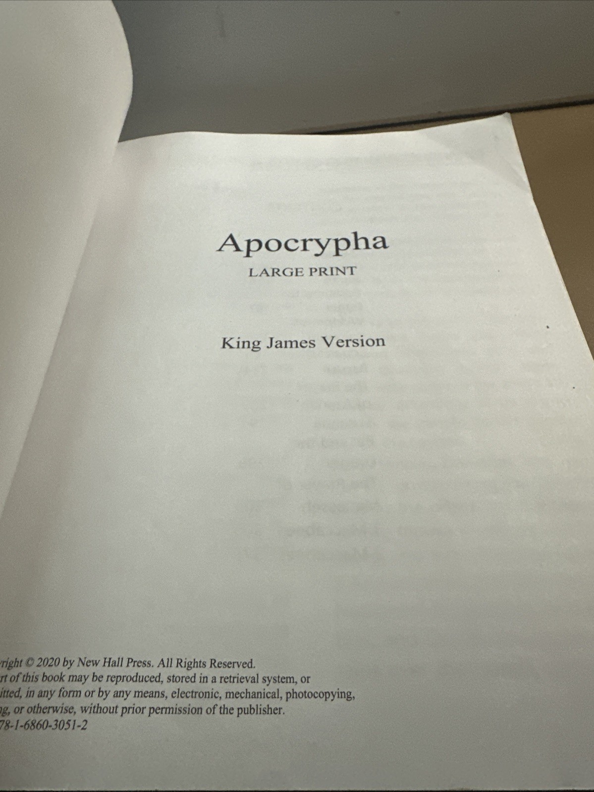 Apocrypha (Large Print): King James Version by King James Hardcover Mint Shape!