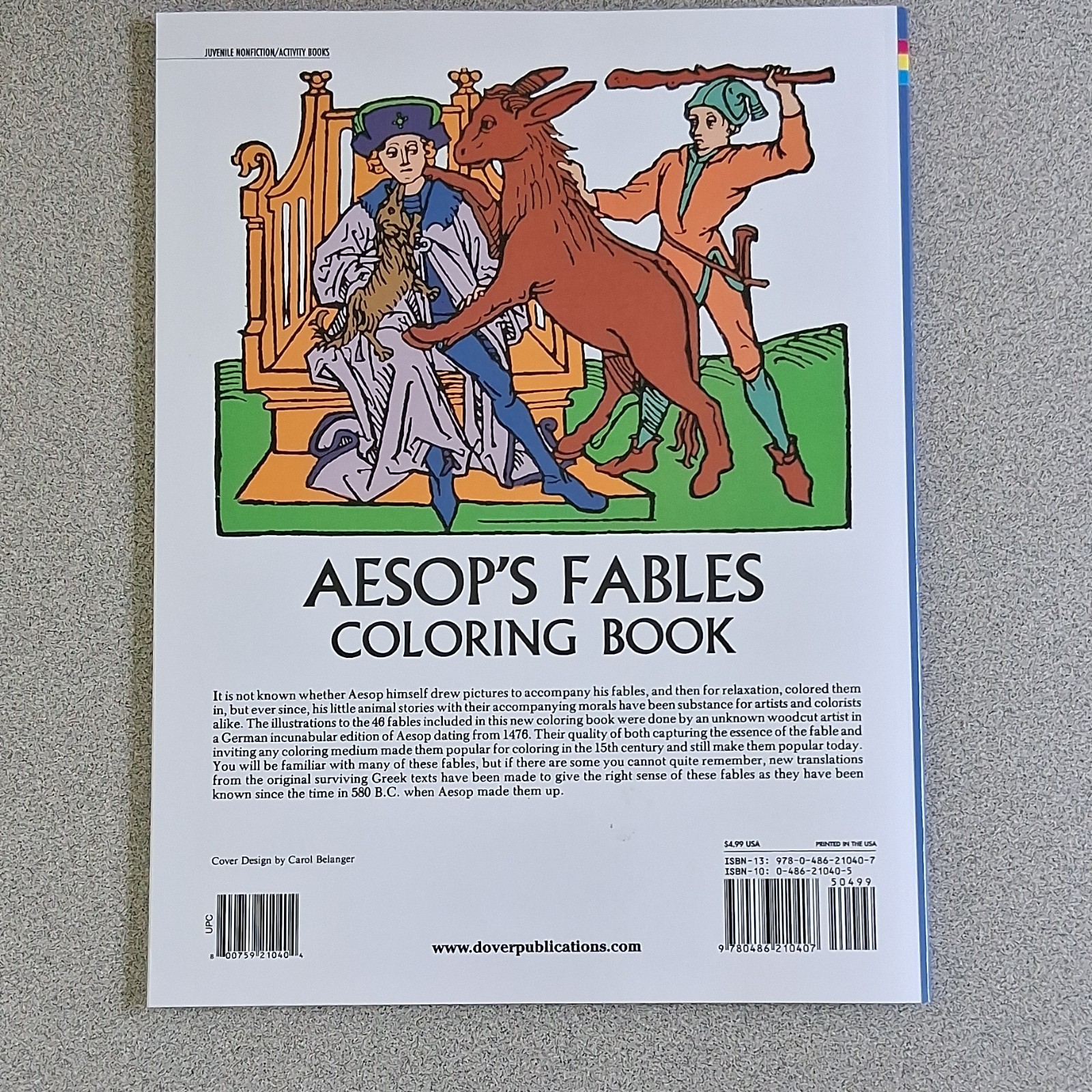 Aesop Aesop Aesop’s Fables Coloring Book Illustrated 1972 PB Dover Series