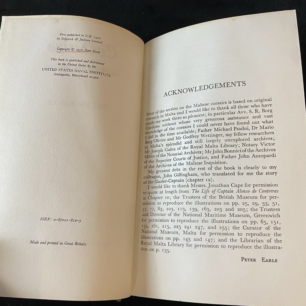 Corsairs of Malta and Barbary By Peter Earle Ist Ed 1970 MaritimeHistory Pirate