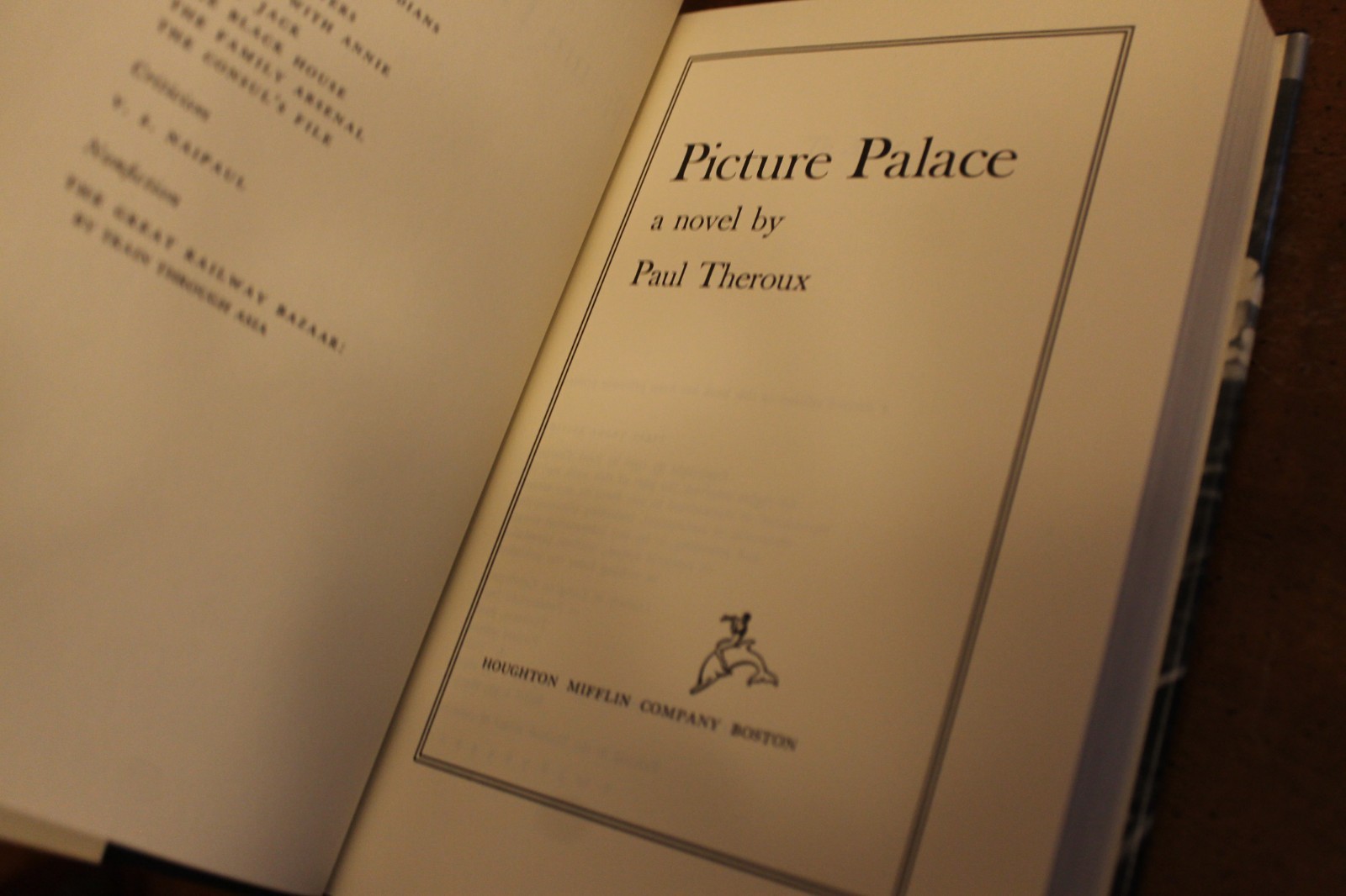 Picture Palace ~ Paul Theroux ~ 1978 HCDJ First Trade ED.