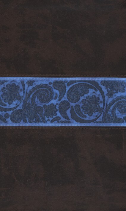 ESV Thinline Bible, Red Letter TruTone, Chocolate/Blue, Paisley Band Design SALE