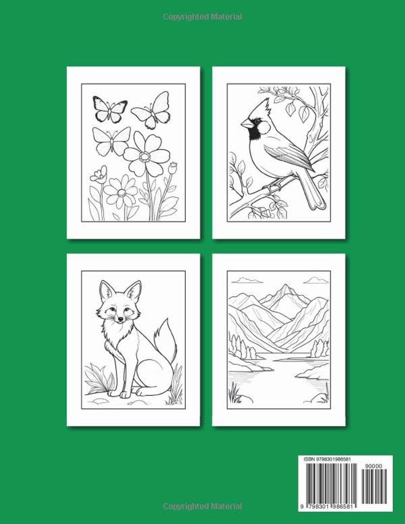Calming Coloring Book for Seniors – Nature | 50 Images, Large Print, Bold Lines: