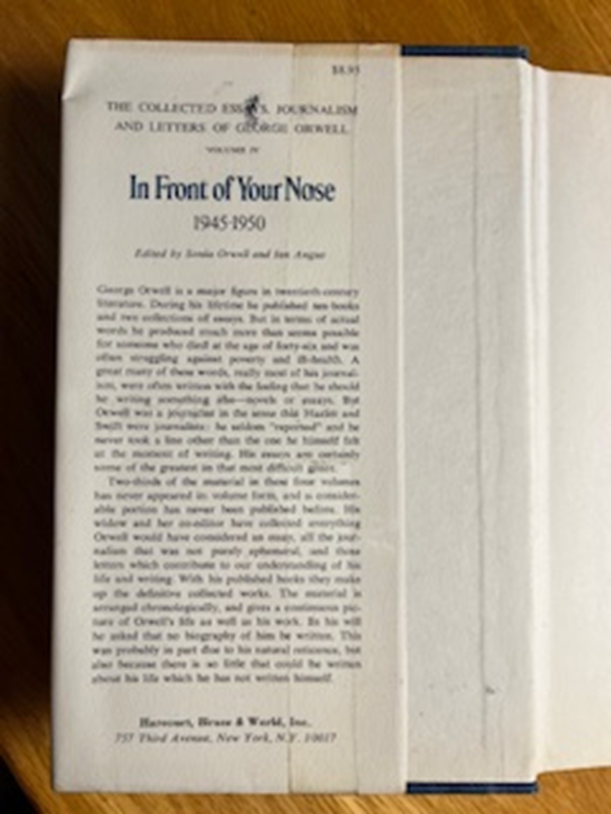 IN FRONT OF YOUR NOSE, 1945-1950 (FIRST EDITIO) COLLECTED WORKS OF ORWELL, V.4