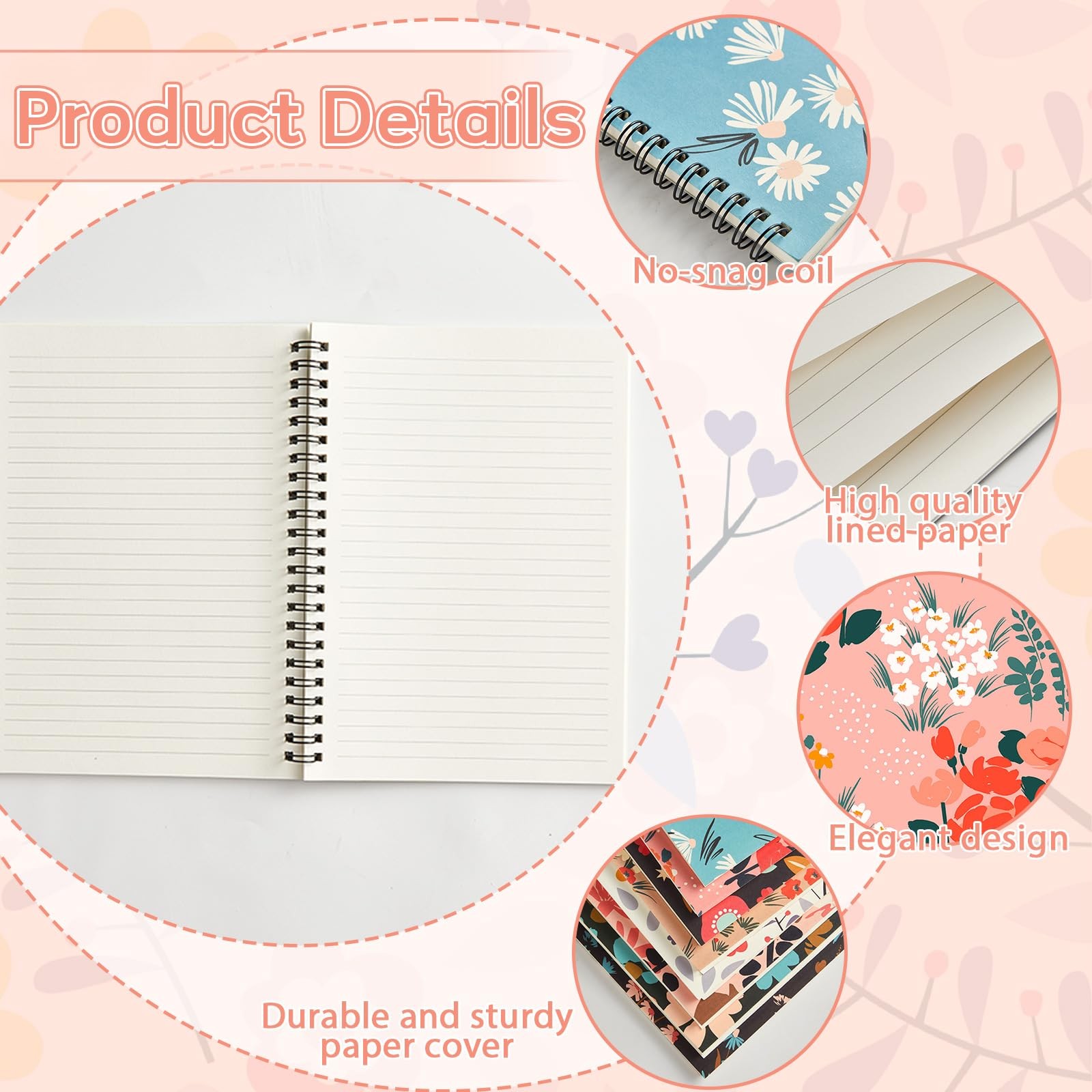 8 Pack Spiral Notebook A5 8.3 x 5.7 Inch College Ruled Spiral Journal Noteboo…