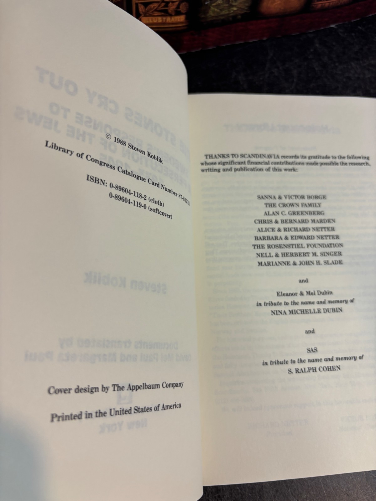 Stones Cry Out: Sweden’s Response to Persecution of Jews – Steven Koblik 1988 HB