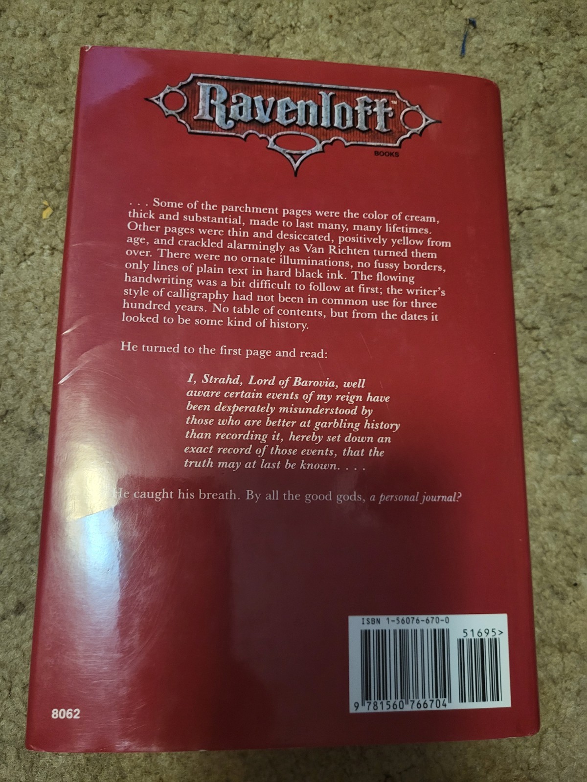 Ravenloft I, Strahd Memoirs of a Vampire Elrod 1993 HardCover Original Press.