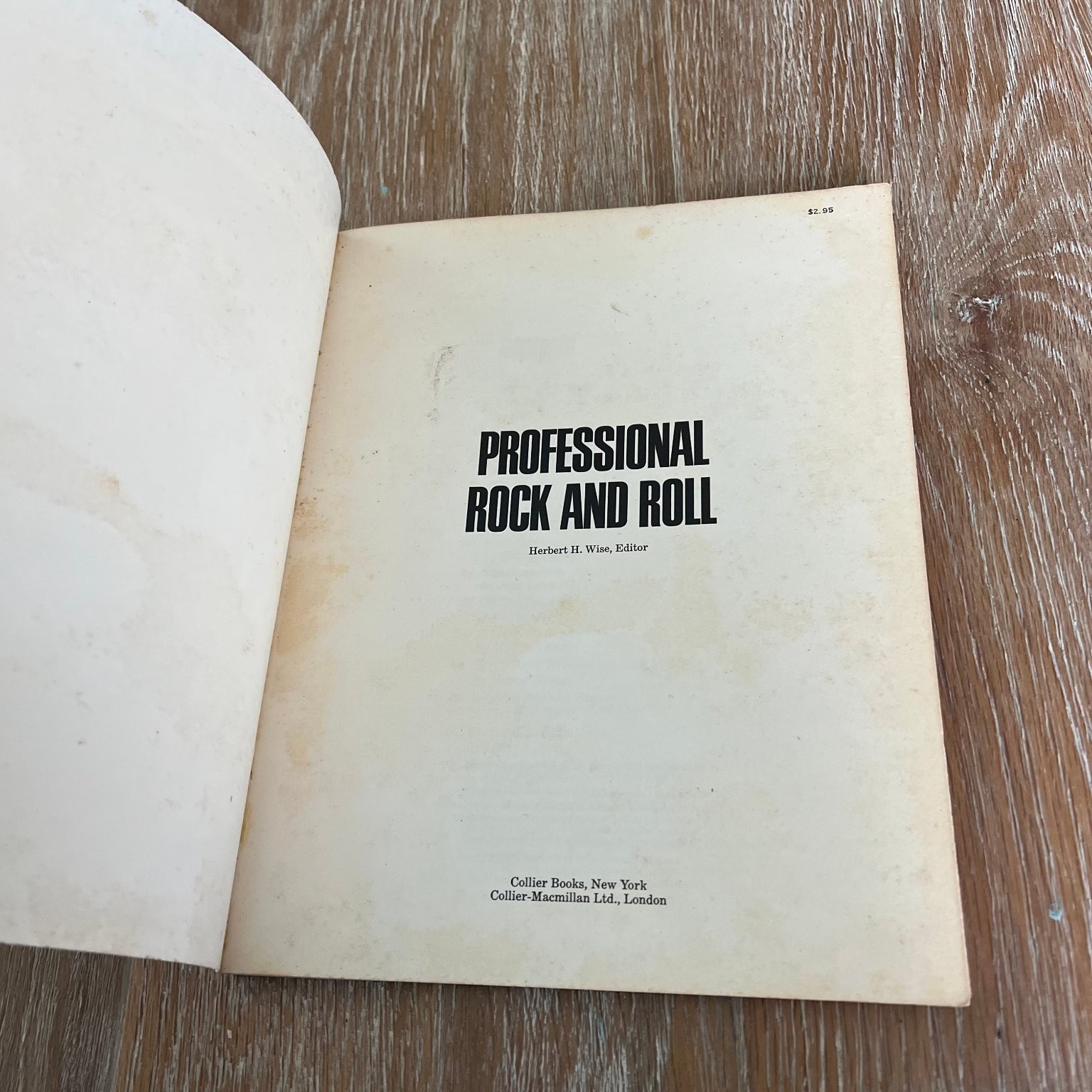Professional Rock & Roll Herbert H. Wise 1967 First Edition Music Collier Books