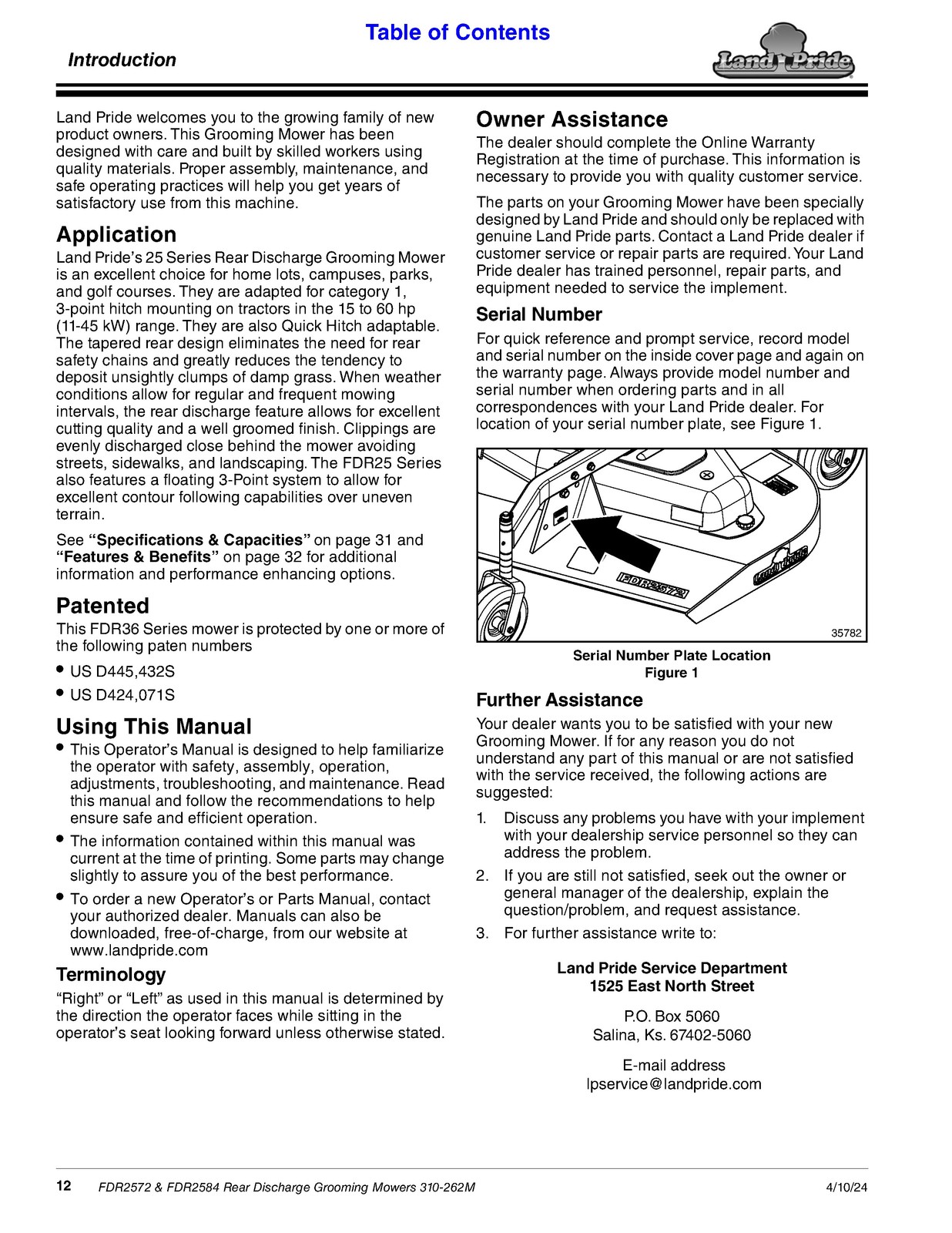 LAND PRIDE FDR2572 FDR2584 Grooming Mowers Operators Manual 2024 – WIRE BOUND