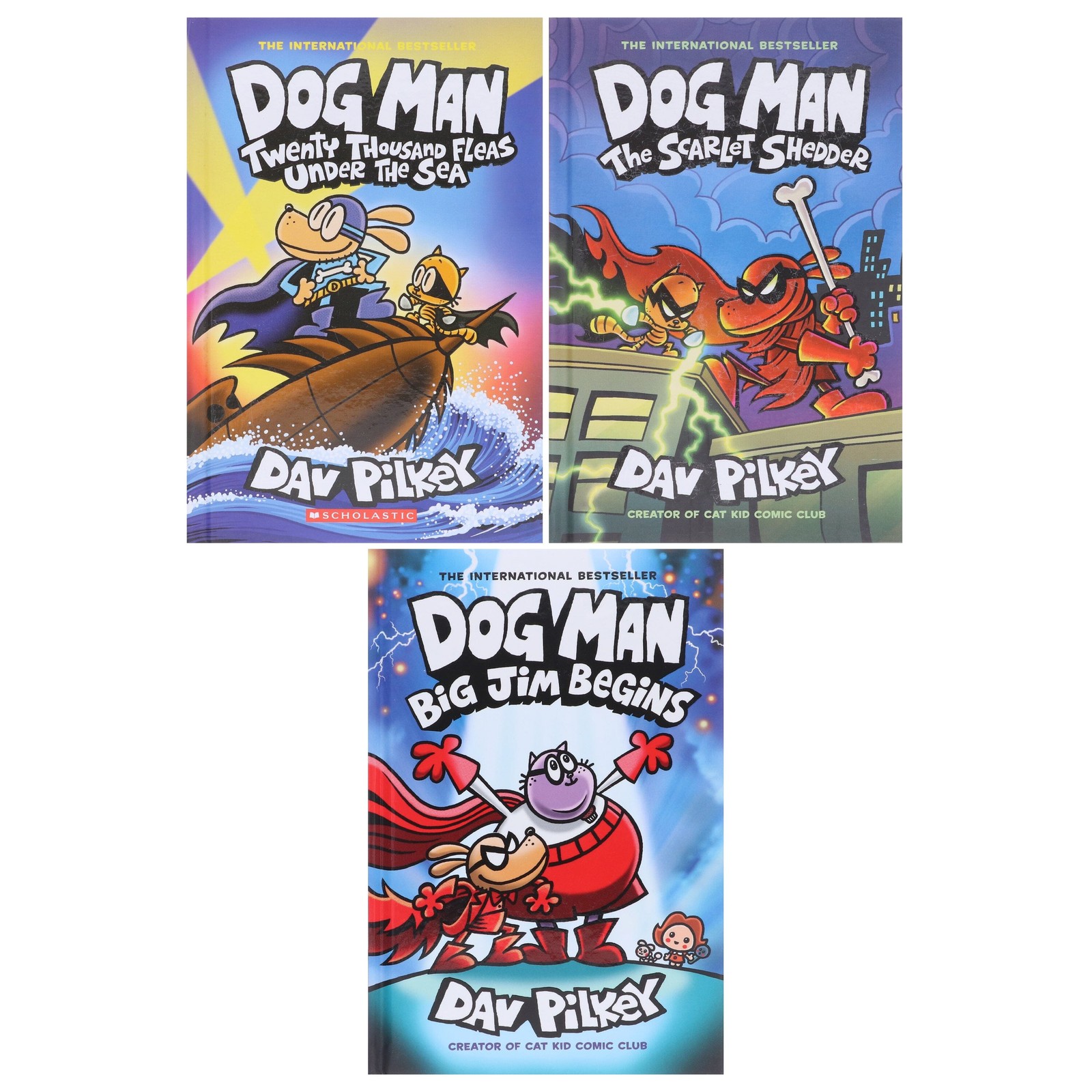 Dog Man Series by Dav Pilkey (Book 11-13) 3 Books Set – Ages 7+ – Hardback