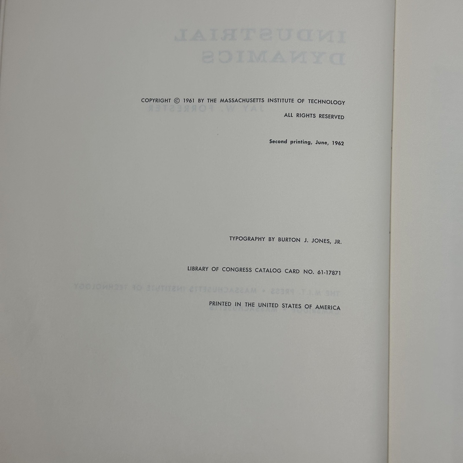 Vintage 1962 Industrial Dynamics Jay W Forrester MIT Press PB Management Systems