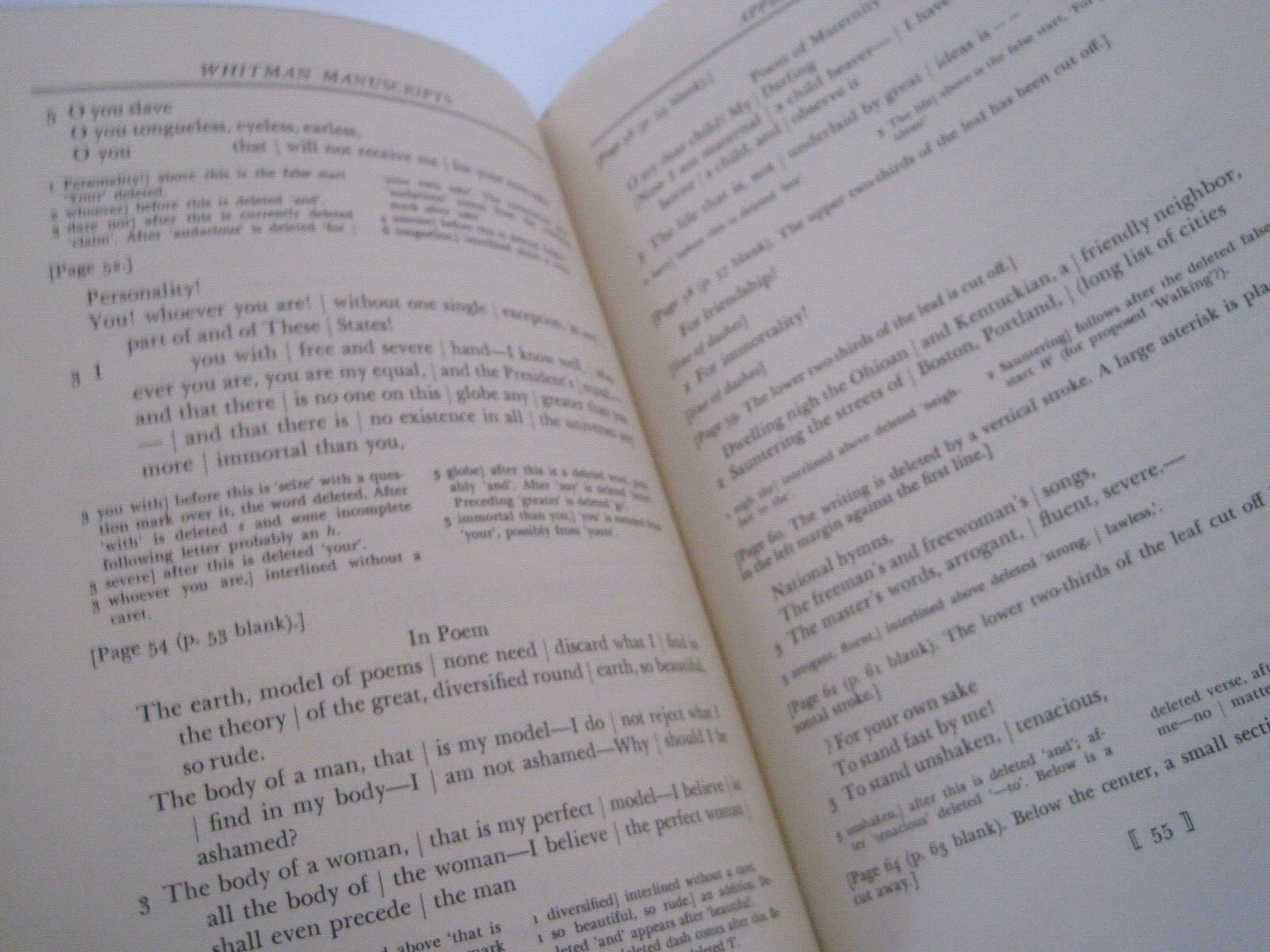 Whitman’s Manuscripts Leaves Of Grass 1860s Bowers 1955 University Of Chicago