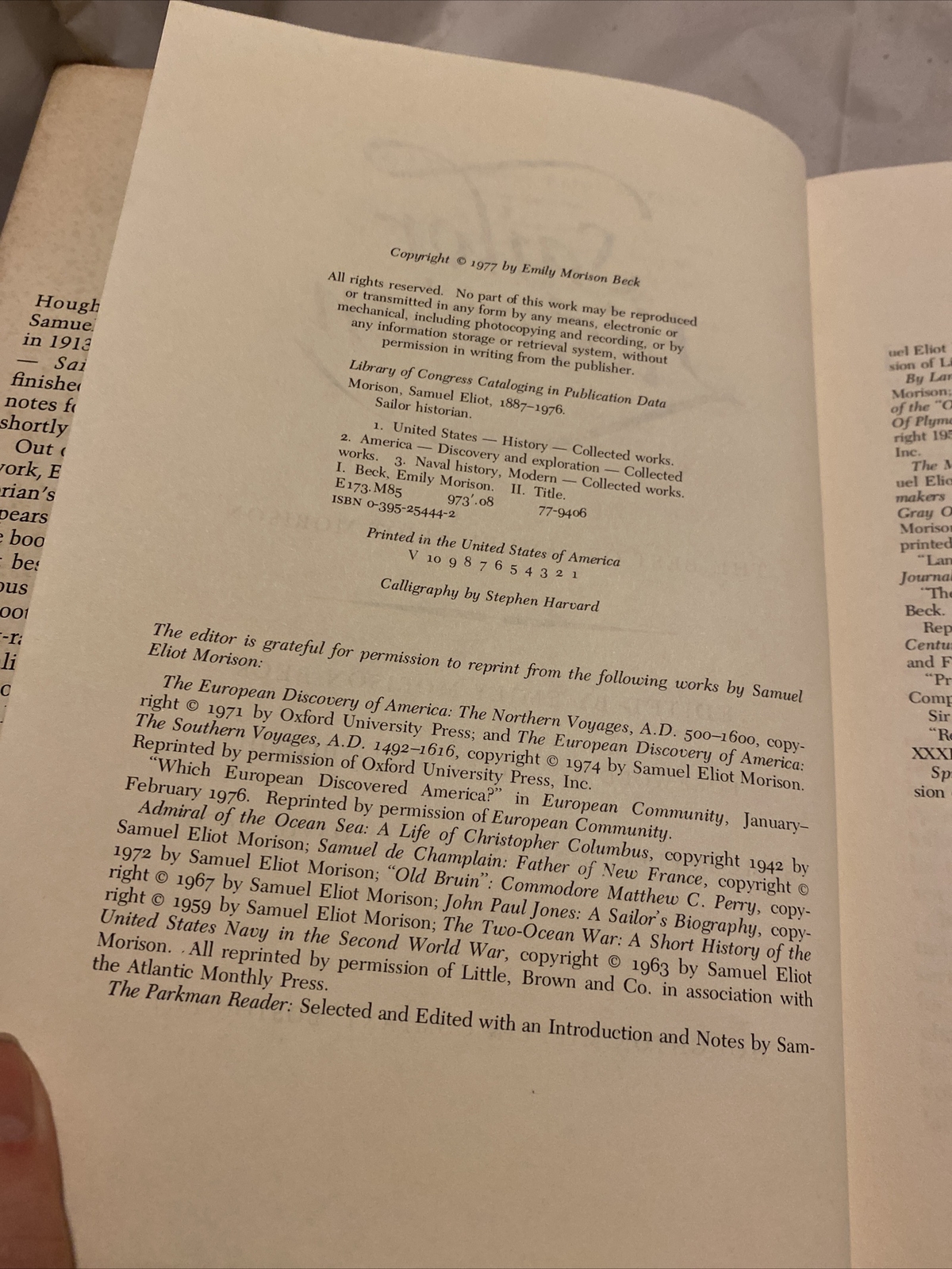 Sailor Historian : Best of Samuel Eliot Morison – Emily M. Beck (1977, HC, DJ)