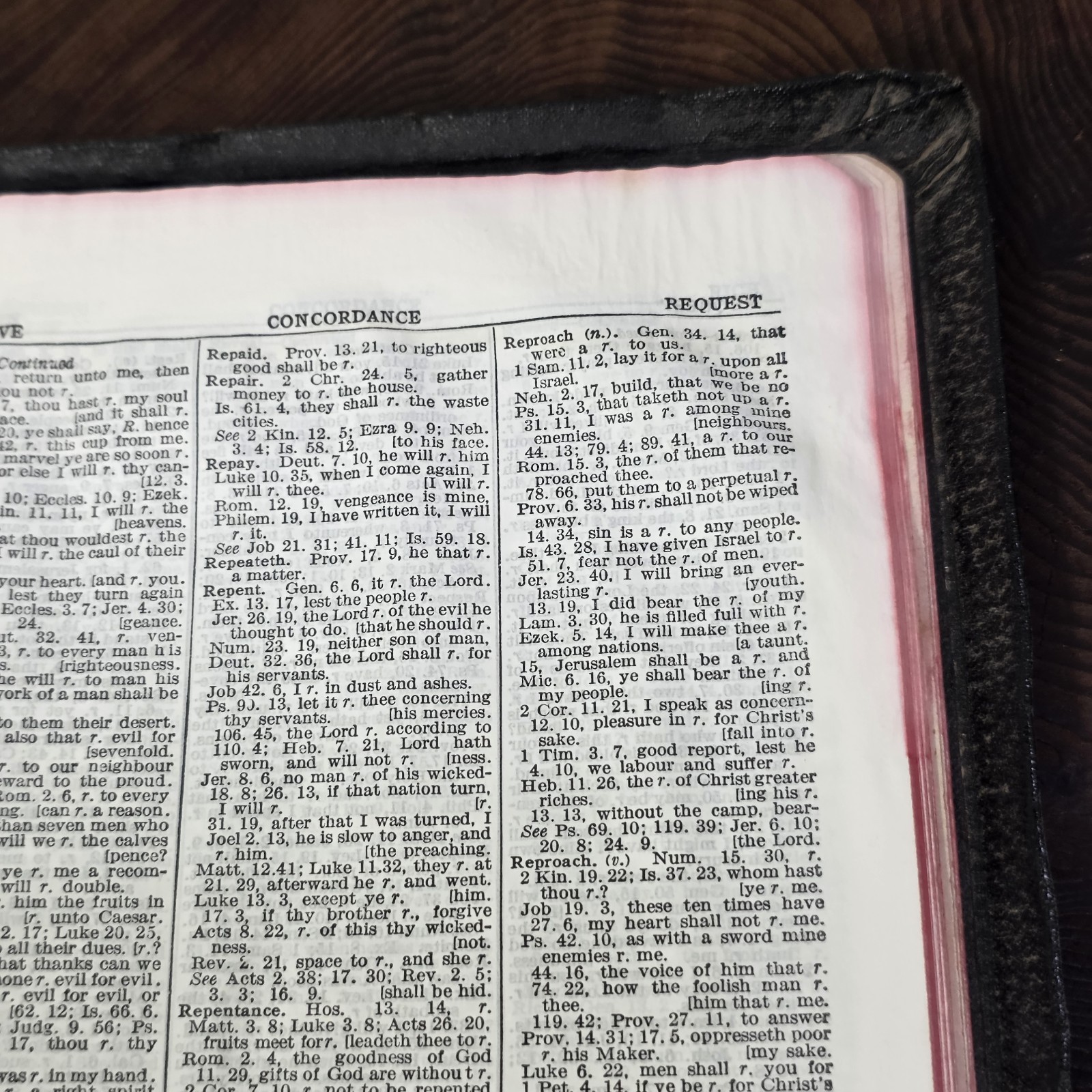 Vintage 1945 Holy Bible KJV Red Letter Concordance World Publishing Family