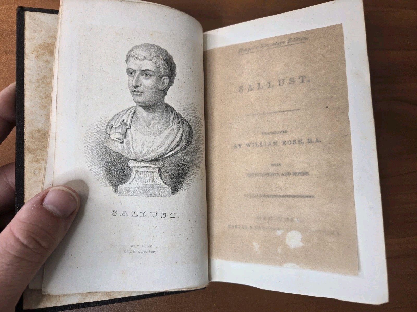 SALLUST – Translated by William Rose HC (1840? Year Unkown) Harper Pub. J94