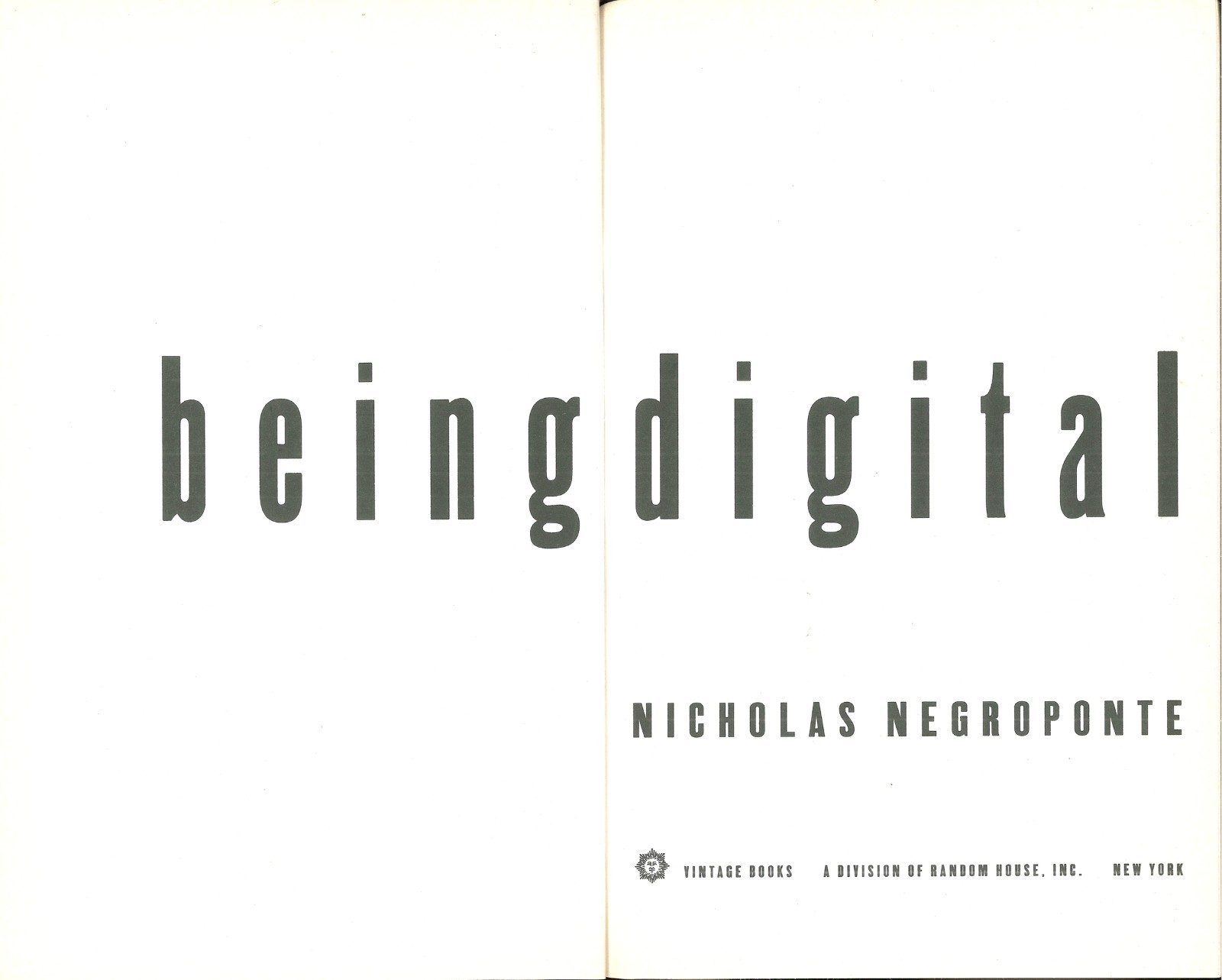 Being Digital, Nicholas Negroponte, PB Very Good 9780679762904