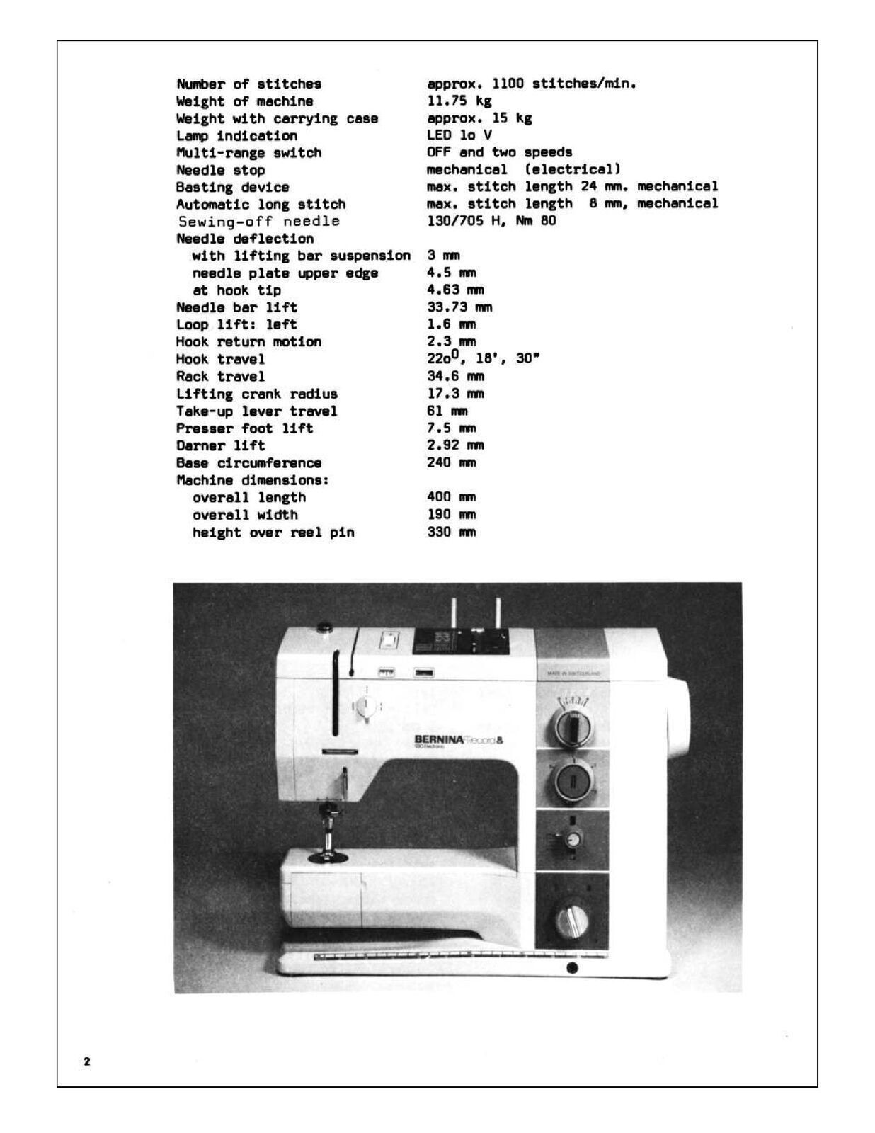 BERNINA 930 Record SERVICE Manual (Not USERS Manual) Guide – STEEL SPIRAL BOUND