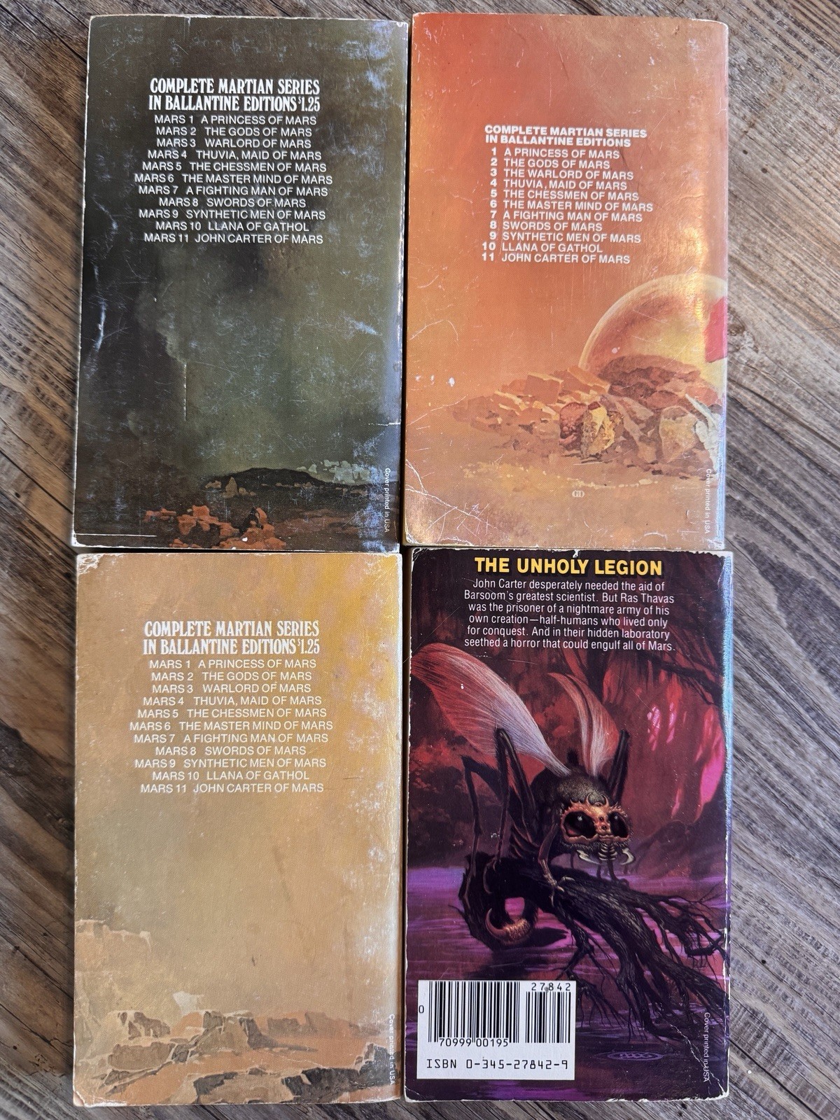 Edgar Rice Burroughs OF MARS Martian Series Lot of 4 Ballantine Books 2 3 8 9