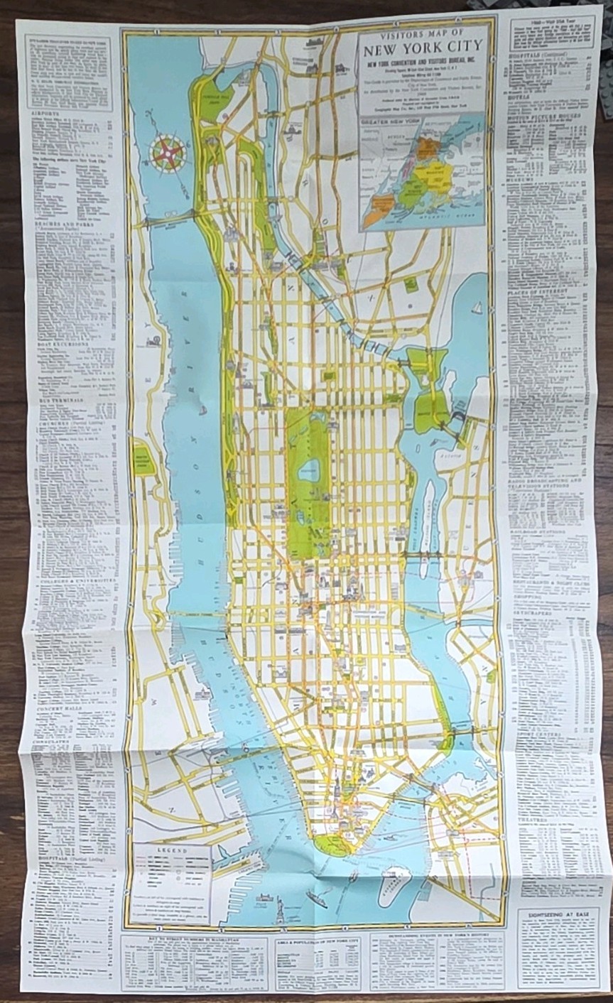 Bernard Publications Your Guide to New York 1956 And 1960 New YorK City Map