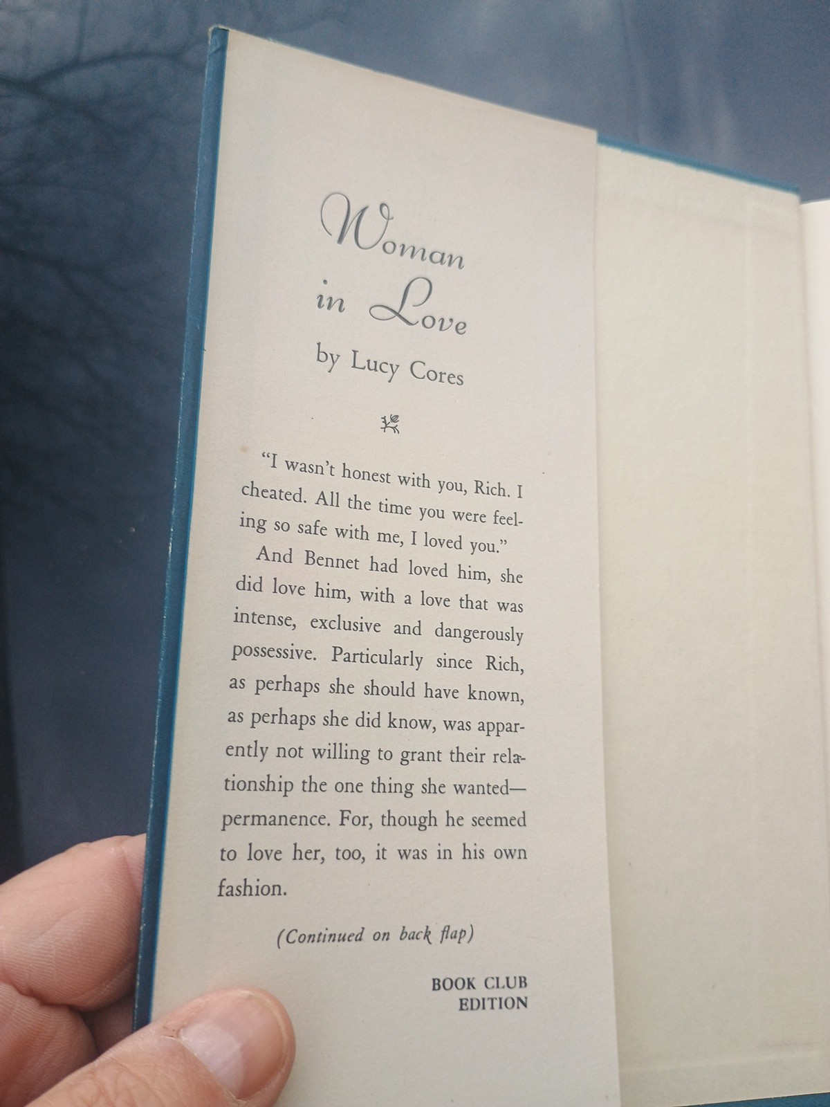 Woman In Love. Lucy Cores. Hardback. 1951.
