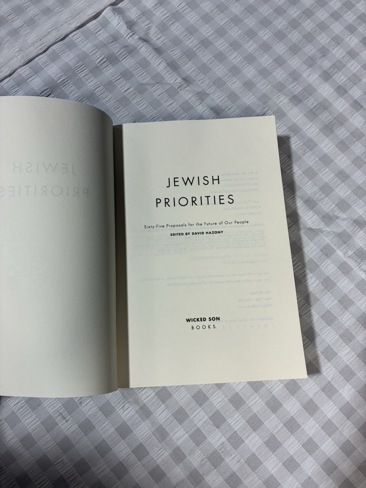 Jewish Priorities: Sixty-Five Proposals for the Future of Our People by Hazony