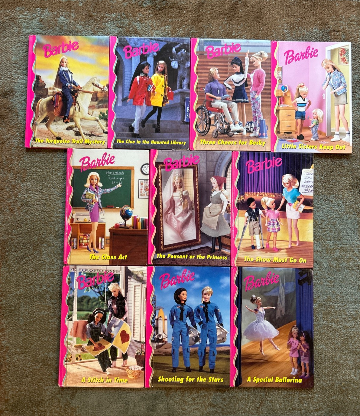 Lot of 10 Vintage Barbie & Friends Book Club Grolier Hardcover Pink Books