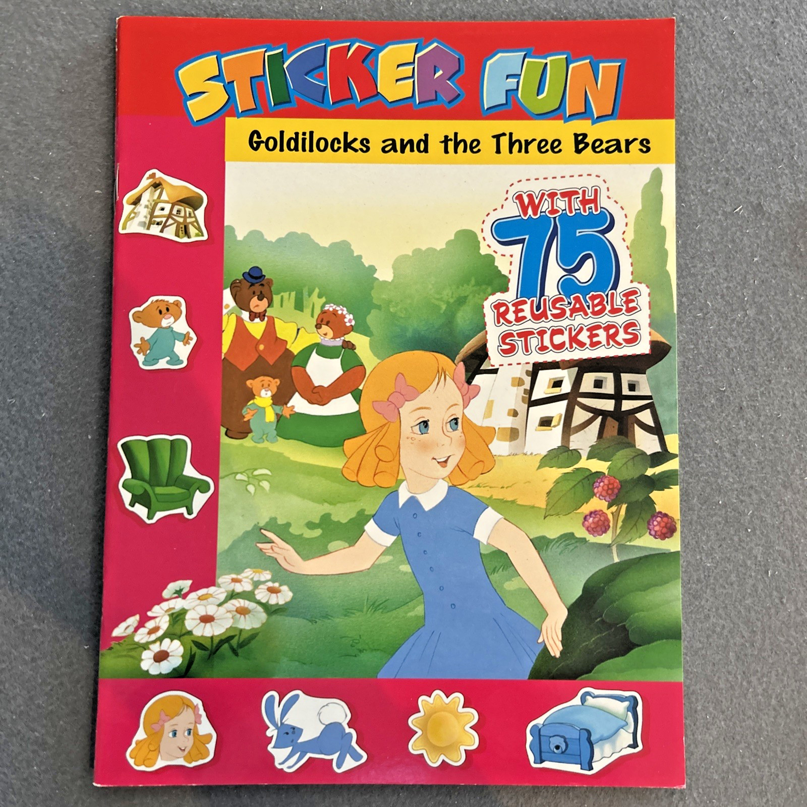 5 NEW Sticker Fun fairytale books 75 Reusable Stickers Bambi Jack Cinderella ETC