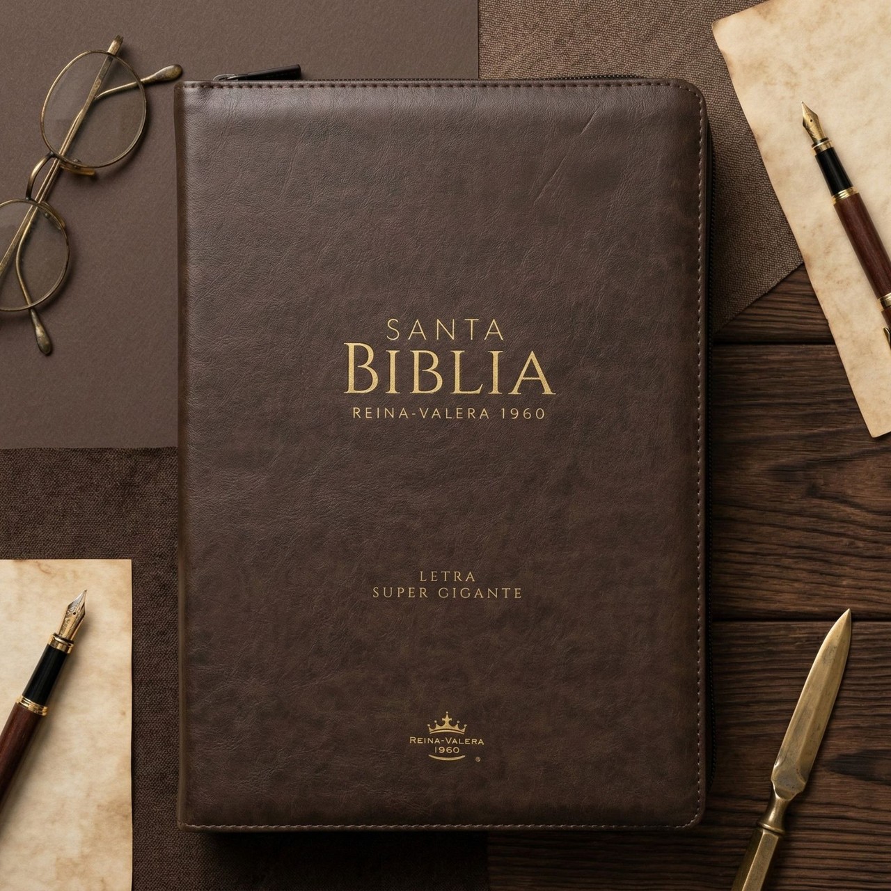 Biblia con Cierre Letra Super Gigante Manual 19 puntos RV1960 mokka con indice