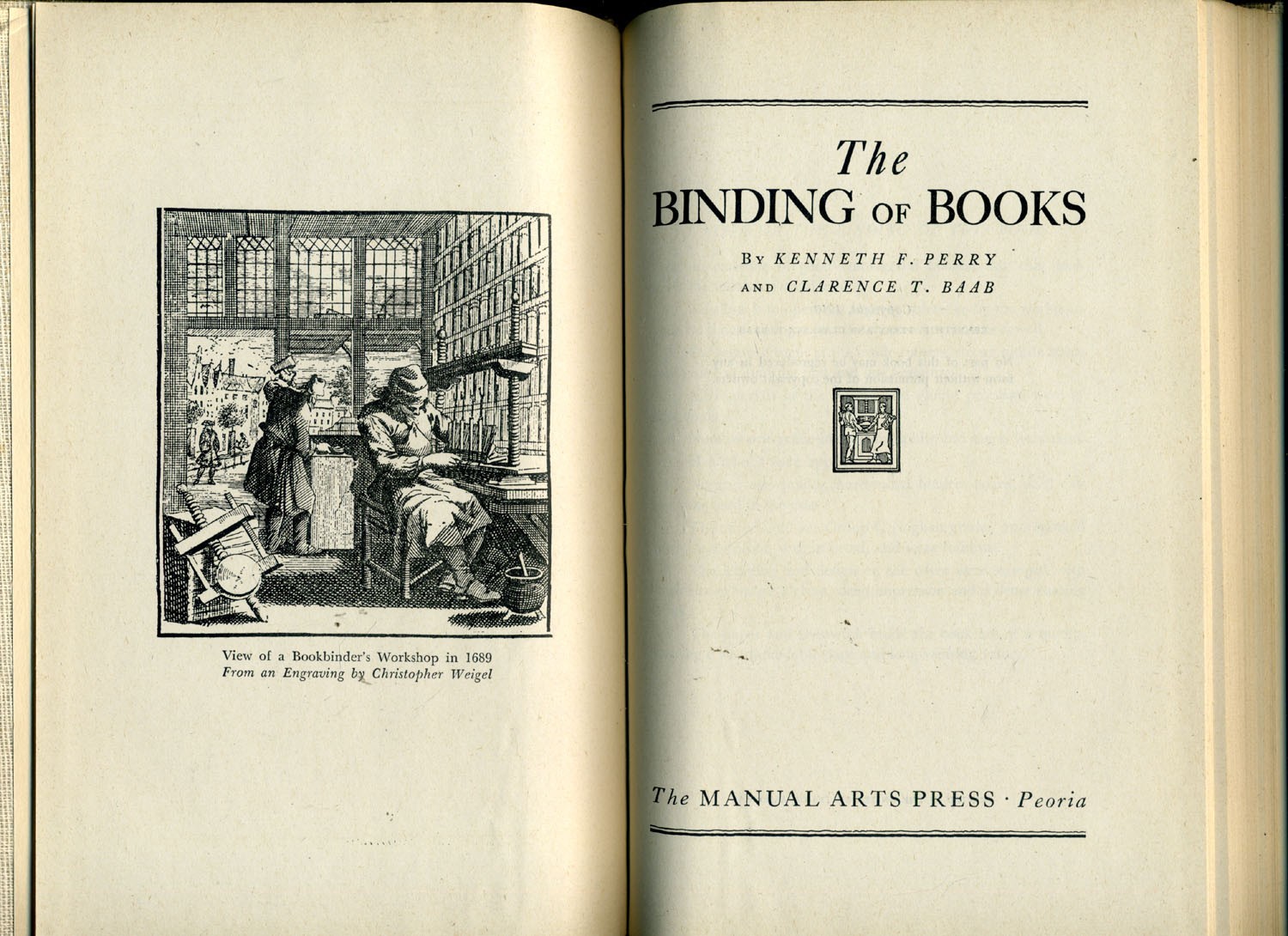 The Binding of Books by Perry & Baab: 1940, 1st Edition. Illustrated. Near Fine