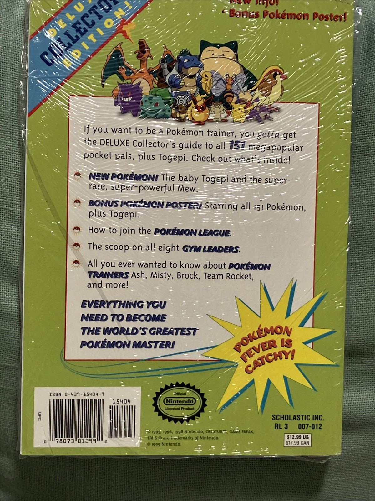 VTG NOS Scholastic Press The Official Pokemon Handbook 1999 WITH POSTER SEALED