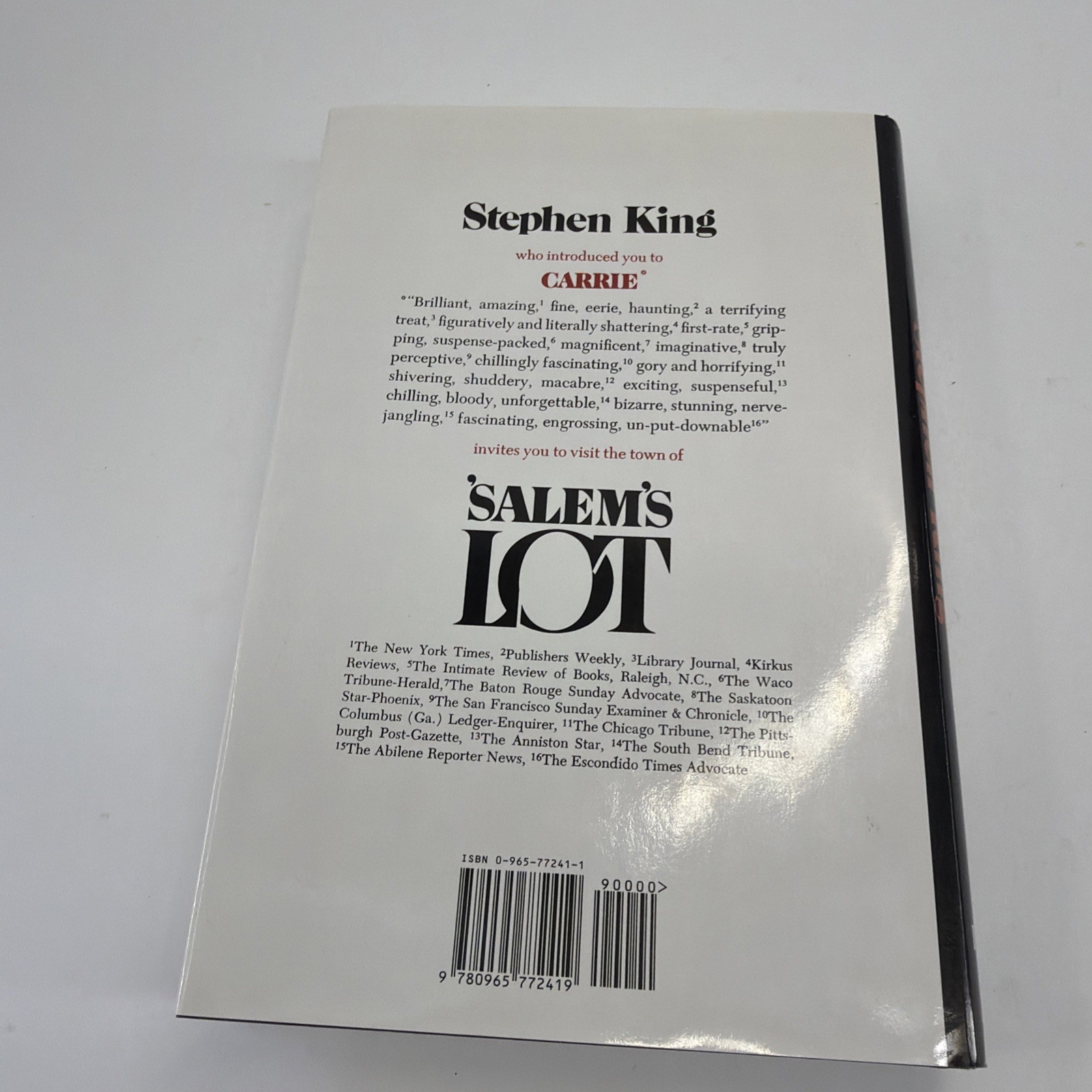 ‘Salem’s Lot, Stephen King Hardcover, Book Club Edition, 1975 No Gutter Code
