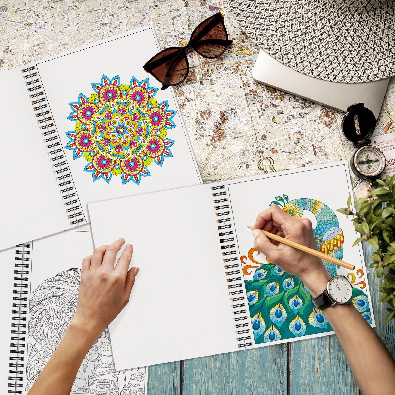 Adult Coloring Books Set:3 Coloring Books for Adults Animal Flowers & Other Them