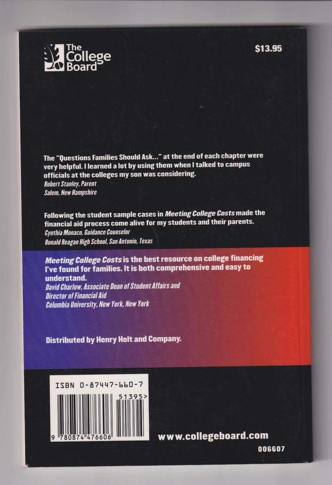 Meeting College Costs A Workbook for Families (Trade Paperback: College, Parenti