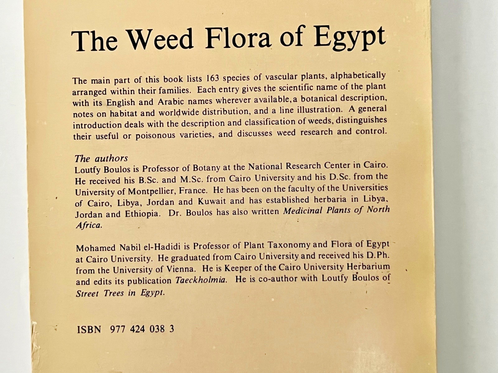 The Weed Flora Of Egypt 1984 By Loutfy Boulos & M. Nabil eL-Hadidi TPB Botany