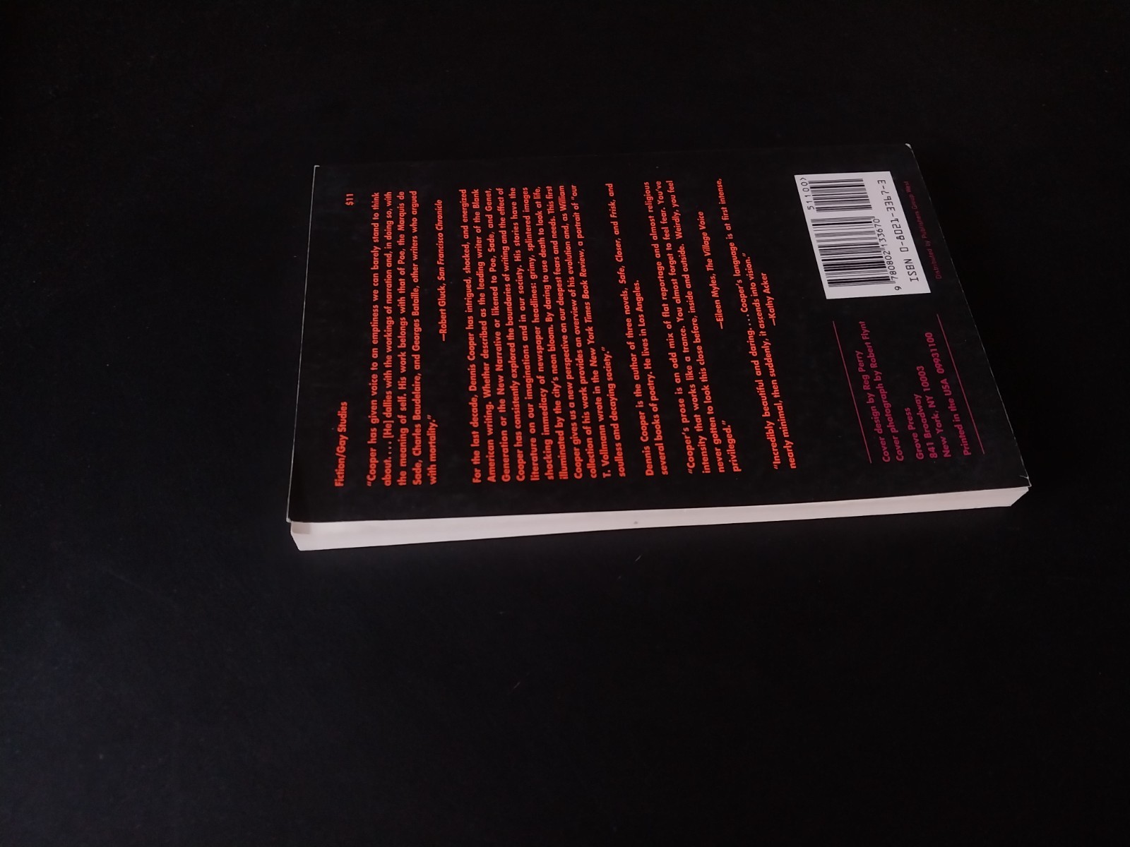Dennis Cooper – Wrong – Grove Press First Printing 1992