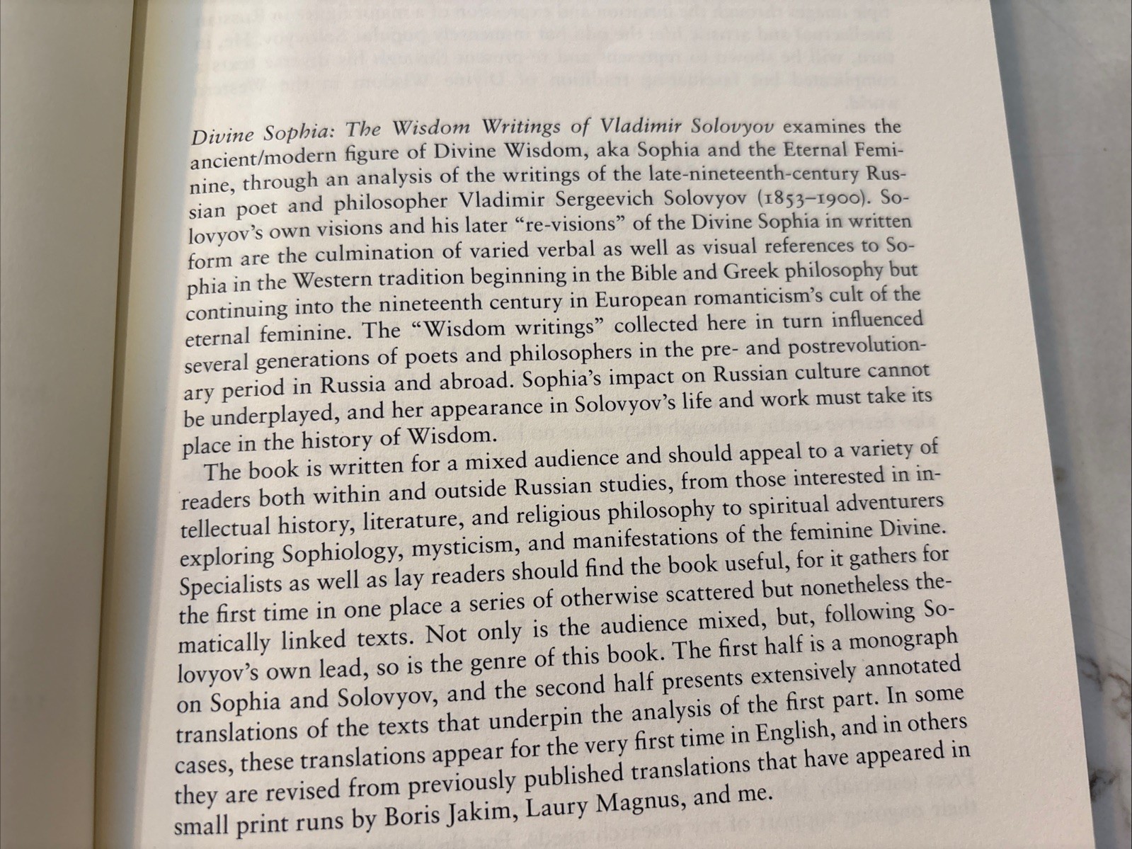 Divine Sophia: The Wisdom Writings of Vladimir Solovyov SC 2009 EUC