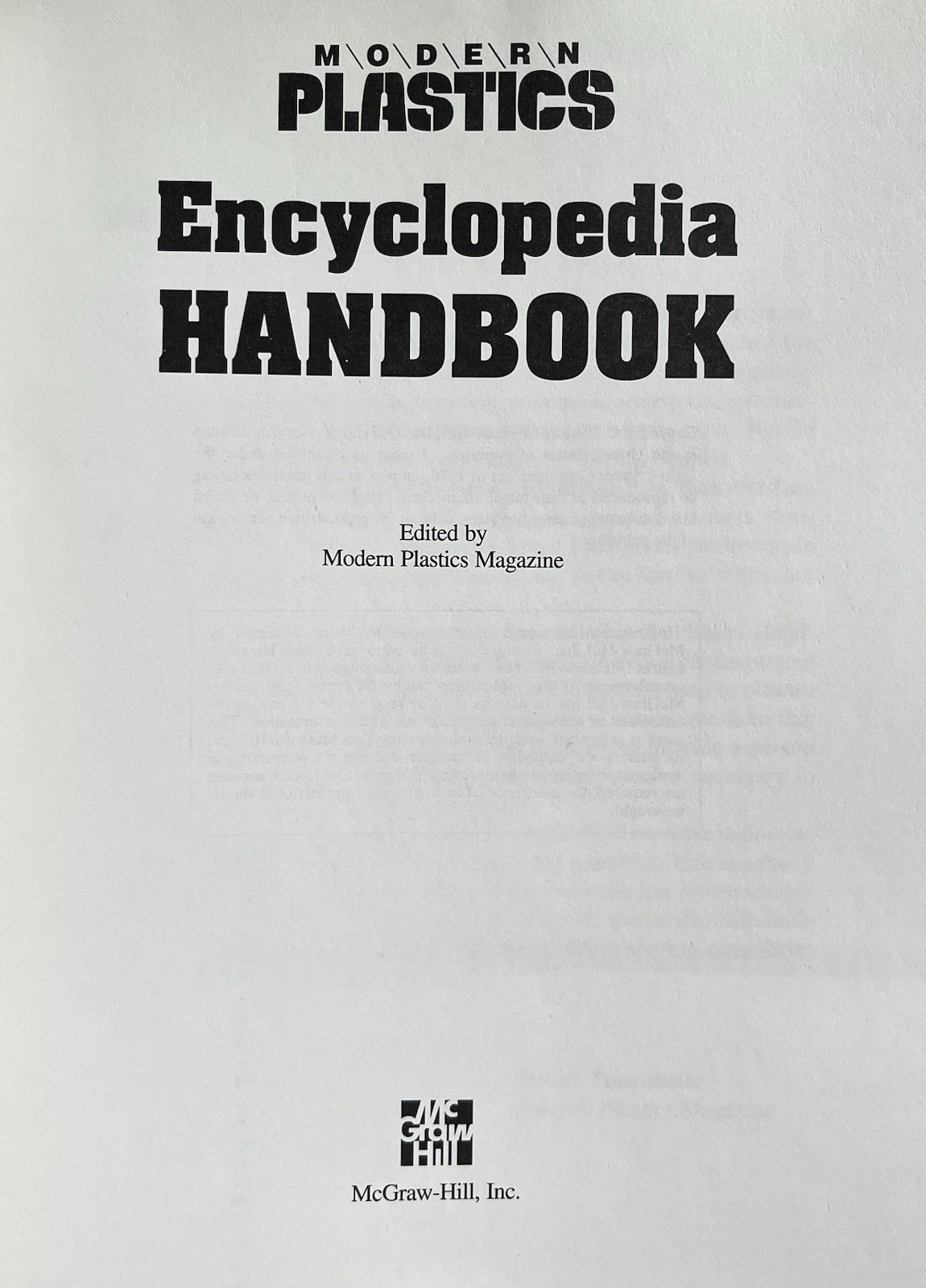 Modern Plastics Magazine Encyclopedia Handbook HC 1994 Illustrated