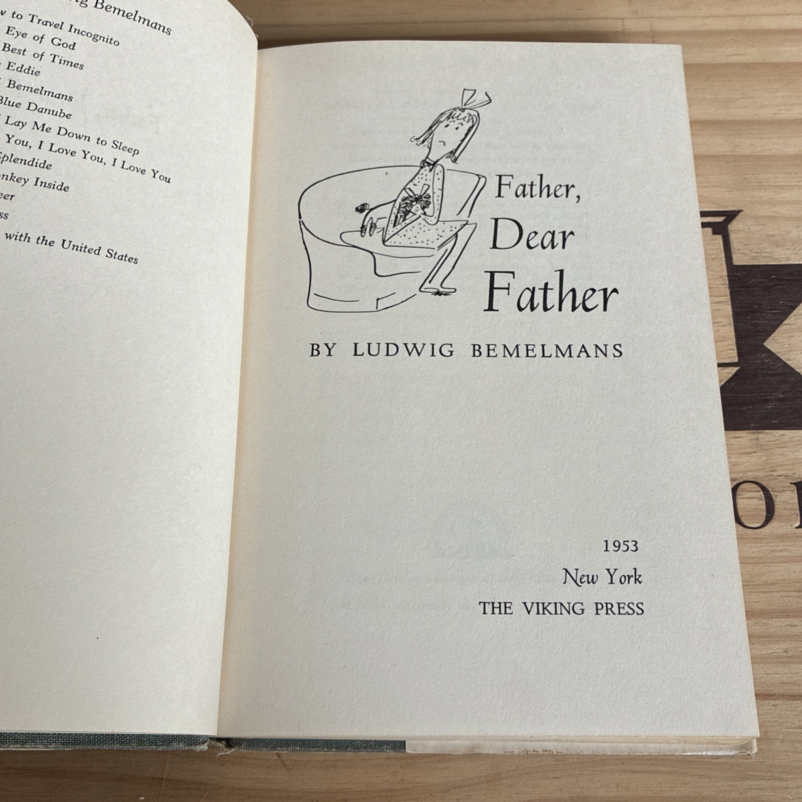 Signed Book Ludwig Bemelmans Father Dear Father Illustrated Vintage Humor Books