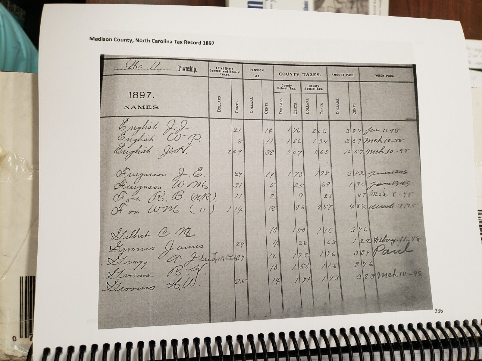 Madison County, North Carolina 1897 TAX RECORDS 2023 Genealogy Book, 297 pages