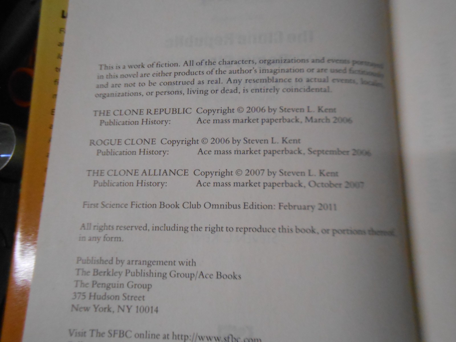 The Clone Identity Ultimatum Omnibus (1st Edition HC, SFBC, 2011) Steven L. Kent