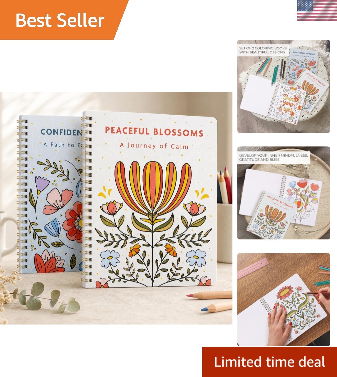 Relax and Create: Adult Coloring Book Set for Mindfulness & Joy – Women’s Gift