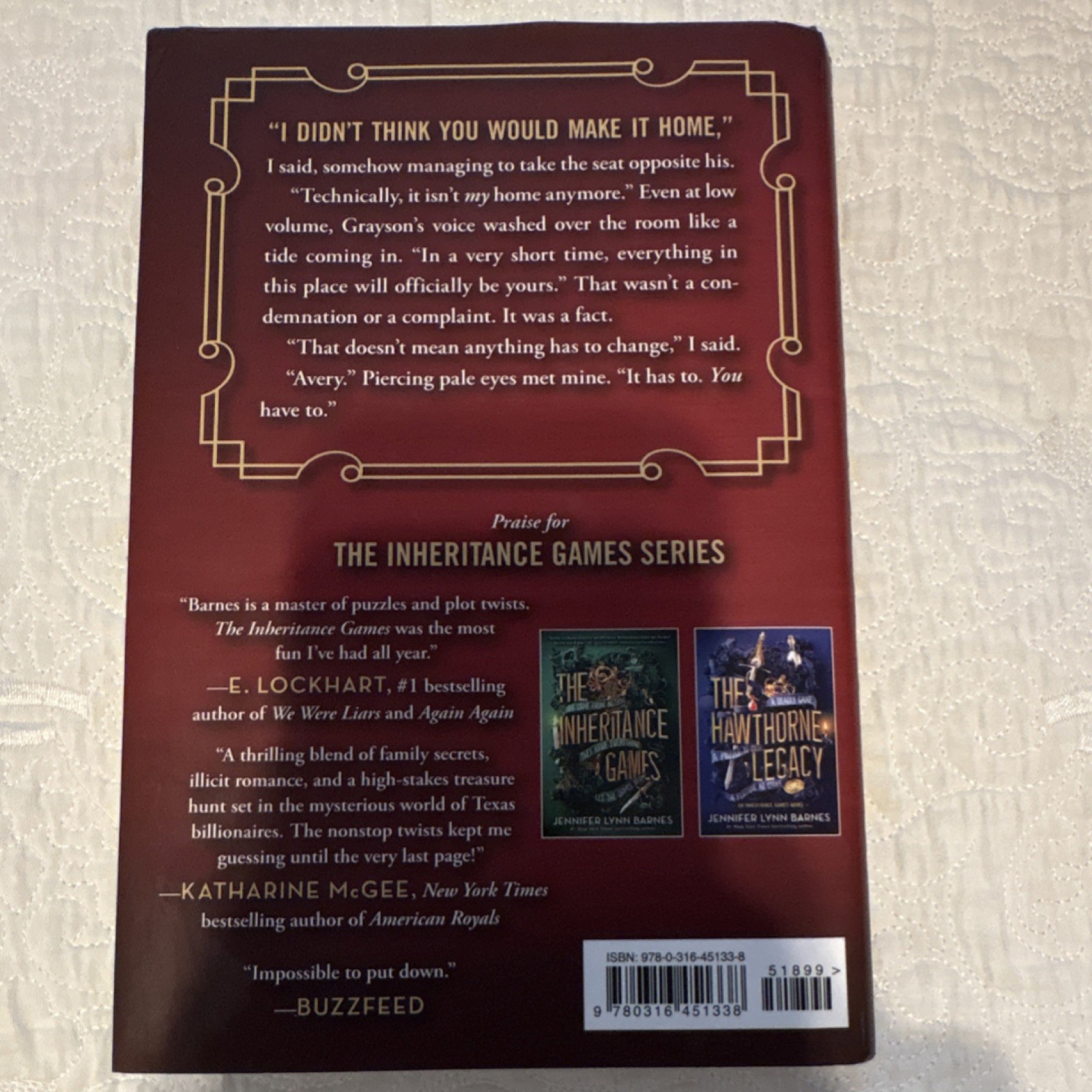 Jennifer Lynn Barnes The Final Gambit Inheritance Games Hardcover 2022 B&N Excl