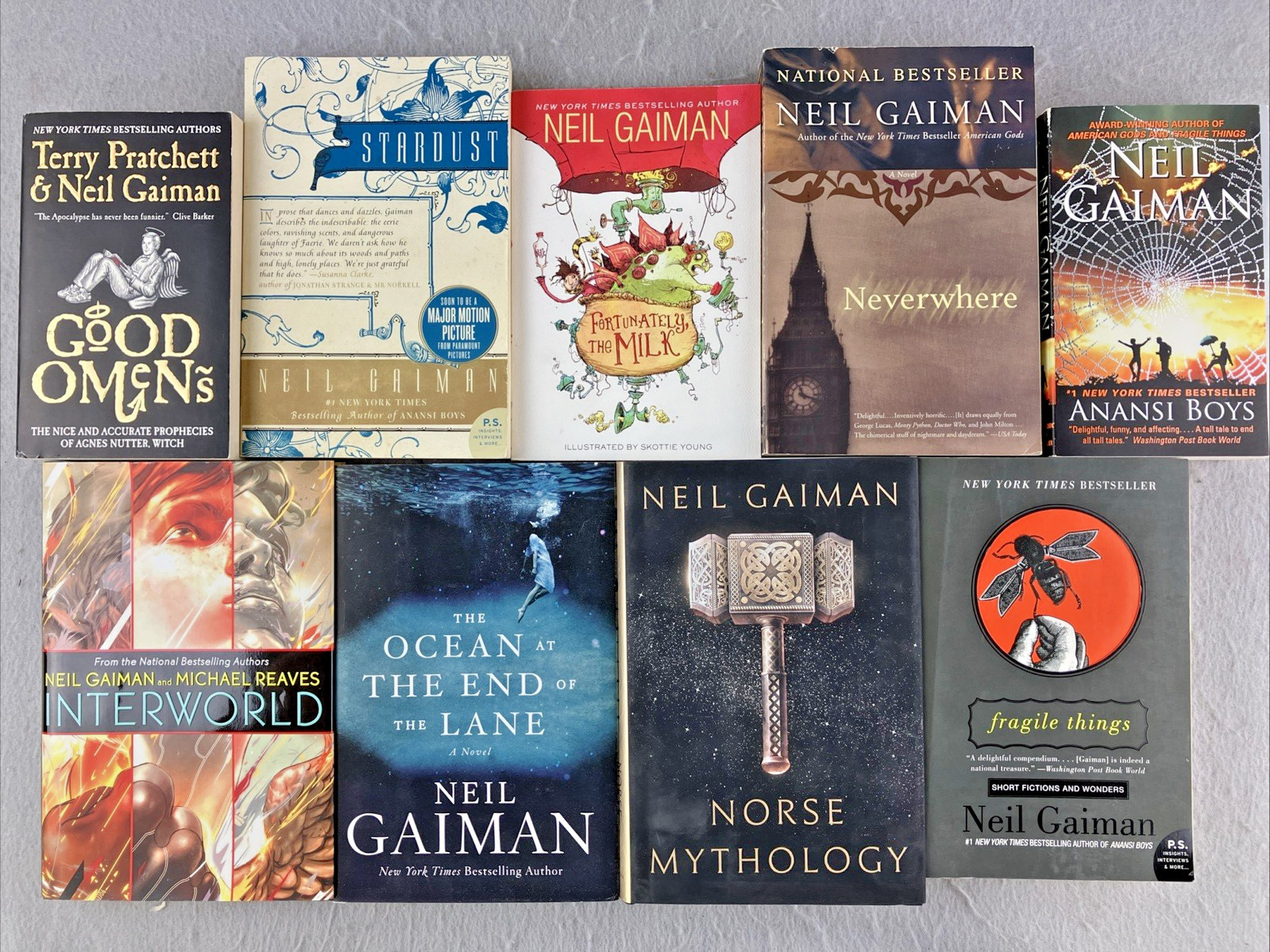 Neil Gaiman Book Lot Mixed Hardcover /Paperback Lot Of 9 Norse Mythology
