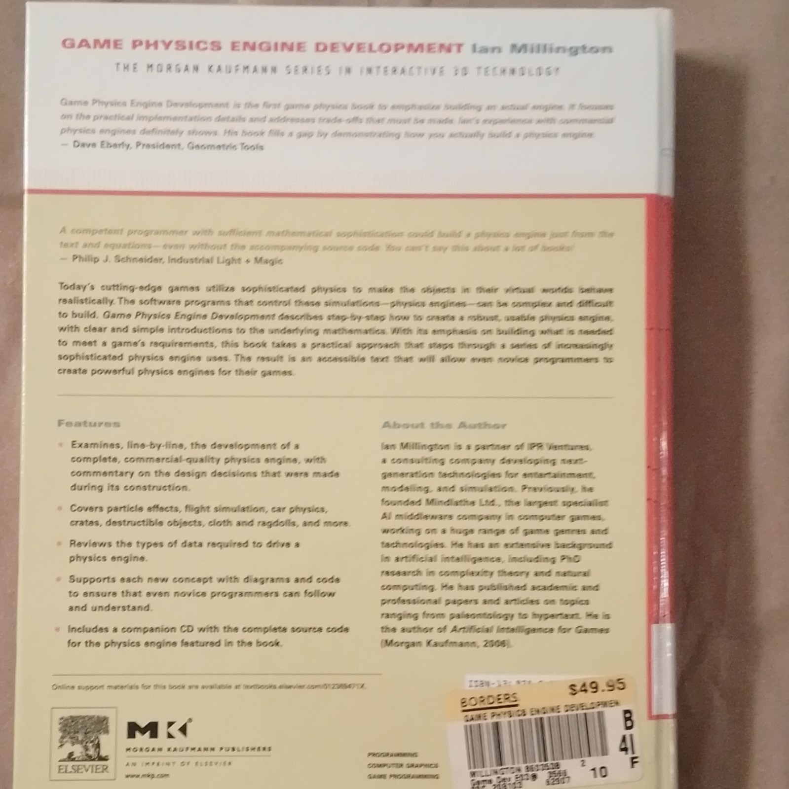 Morgan Kaufmann Game Physics Engine Development Hardcover w/ CD Millington