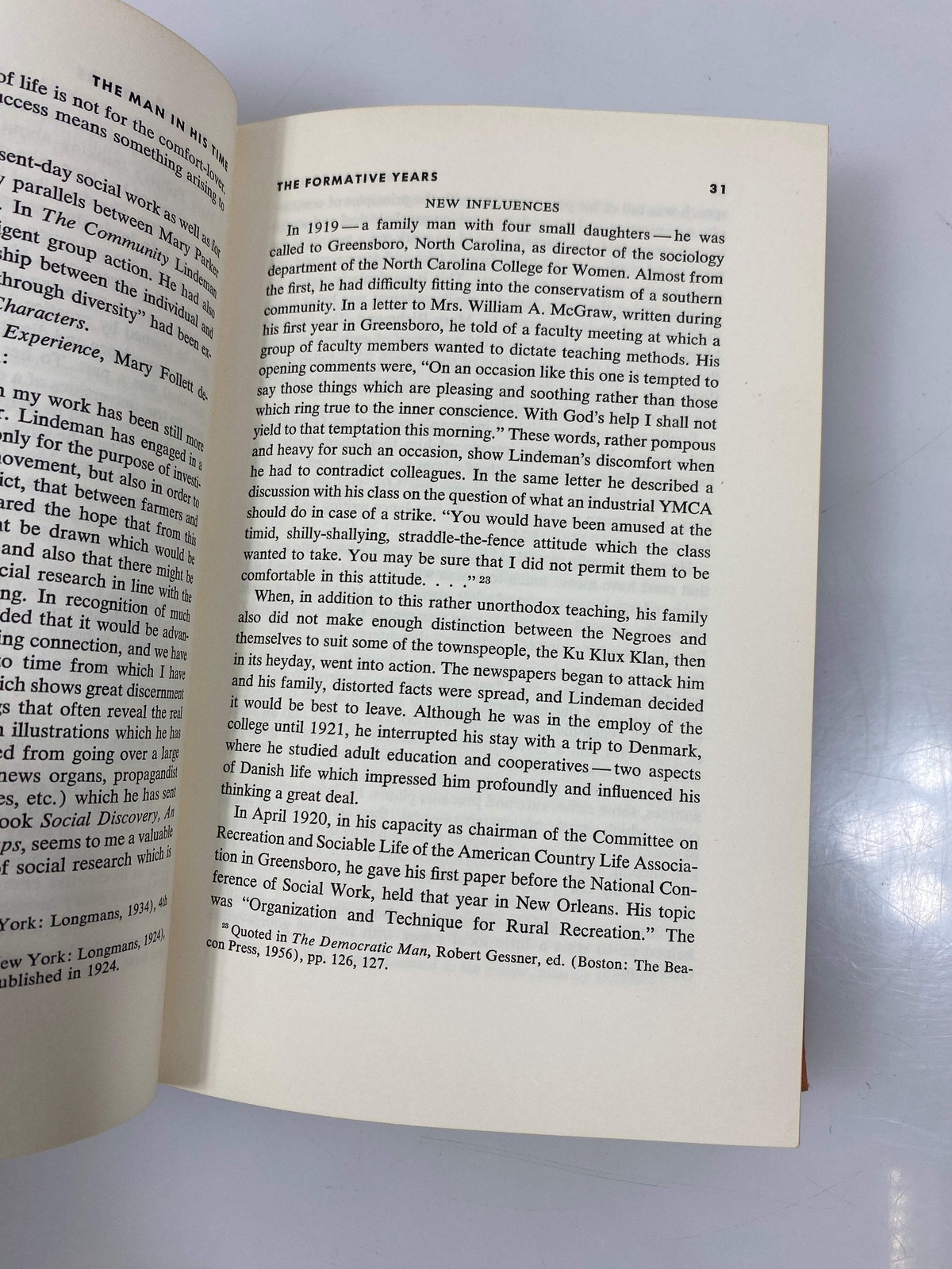 Eduard C. Lindeman and Social Work Philosophy by Konopka Ex-library 1958 HC