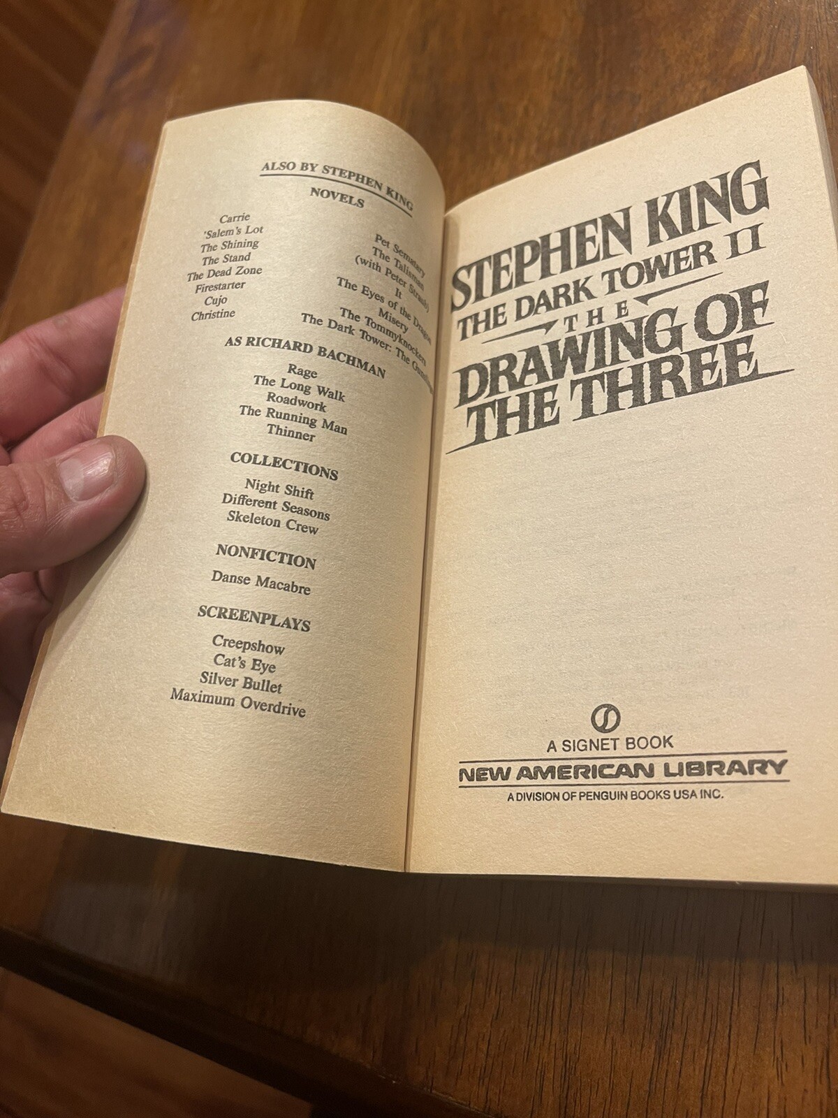 Stephen King THE DRAWING OF THE THREE First Signet Printing 1990 1st Edition PB
