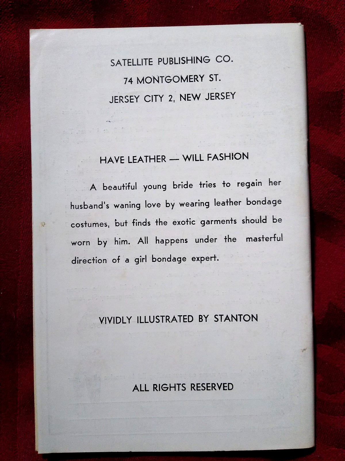 Eric Stanton, HAVE LEATHER WILL FASHION, SATELLITE PUBLISHING CO., 1961 – RARE!