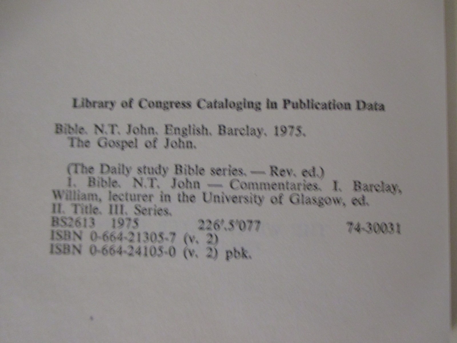 Gospel of John Vol 2 by William Barclay (1975, Hardcover) The Westminster Press